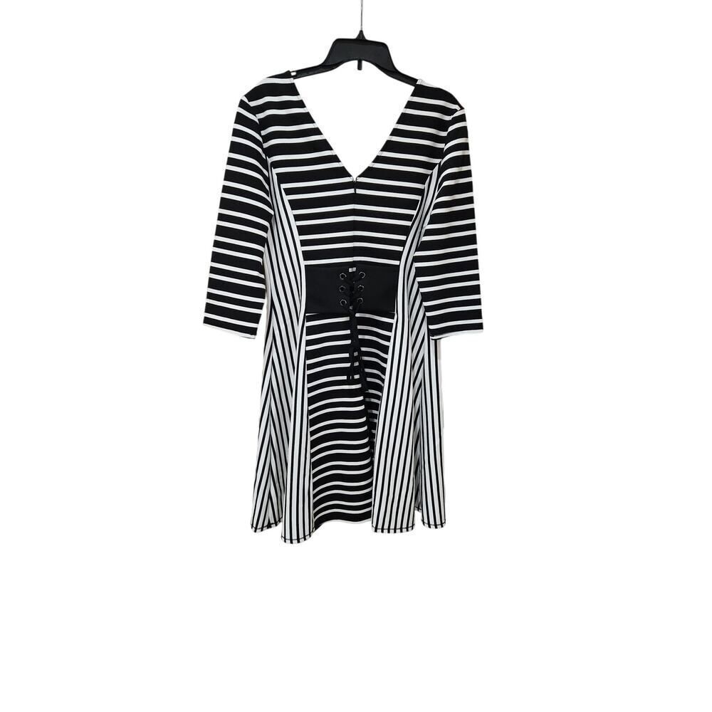 Lane Bryant Striped Corset Back Black White Dress NWT